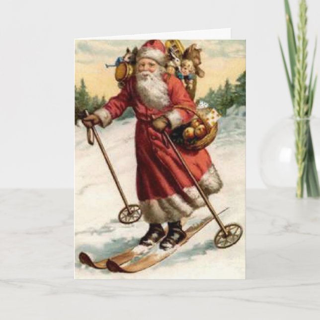 Cartes Pour Fêtes Annuelles Joyeaux Noel Saint Nicholas Ski (Devant)