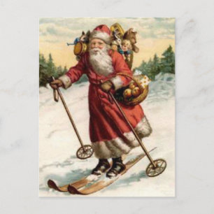 Cartes Pour Fêtes Annuelles Joyeaux Noel Saint Nicholas Skiing