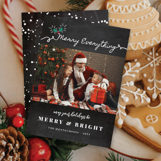Cartes Pour Fêtes Annuelles Joyer tout Script Chalkboard Mistletoe photo