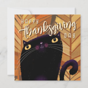 Cartes Pour Fêtes Annuelles Joyeuse Action de grâce Chat noir Automne