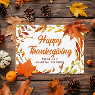 Cartes Pour Fêtes Annuelles Joyeuse Action de grâce personnalisée Feuille d'au
