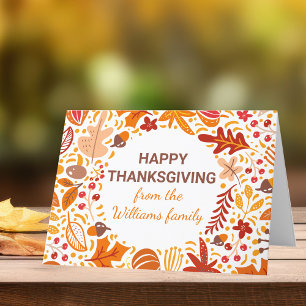 Cartes Pour Fêtes Annuelles Joyeuse Action de grâce personnalisée Feuilles d'a