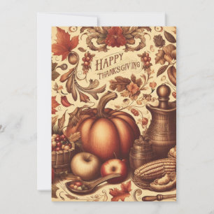 Cartes Pour Fêtes Annuelles Joyeuse Action de grâce vintage/classique