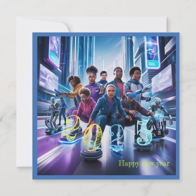 Cartes Pour Fêtes Annuelles Joyeuse année 2025  typographie cadeau plat (Devant)