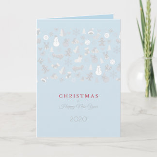 Cartes Pour Fêtes Annuelles Joyeuse année 2026 & personnages de Noël argentés