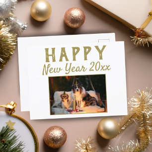 Cartes Pour Fêtes Annuelles Joyeuse Année 2026 Script Chien Photo Vacances