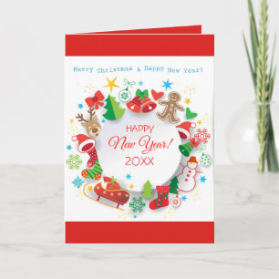 Cartes Pour Fêtes Annuelles Joyeuse Année 20XX & Personnages de Noël