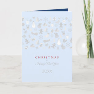 Cartes Pour Fêtes Annuelles Joyeuse Année 20XX & Personnages de Noël Argentés