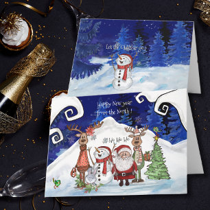 Cartes Pour Fêtes Annuelles Joyeuse année fantaisiste et heureuse du Nord Cart