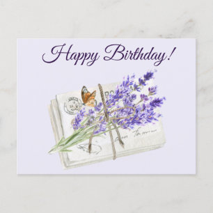 Cartes Pour Fêtes Annuelles Joyeuse aquarelle d'anniversaire Fleurs de lavande