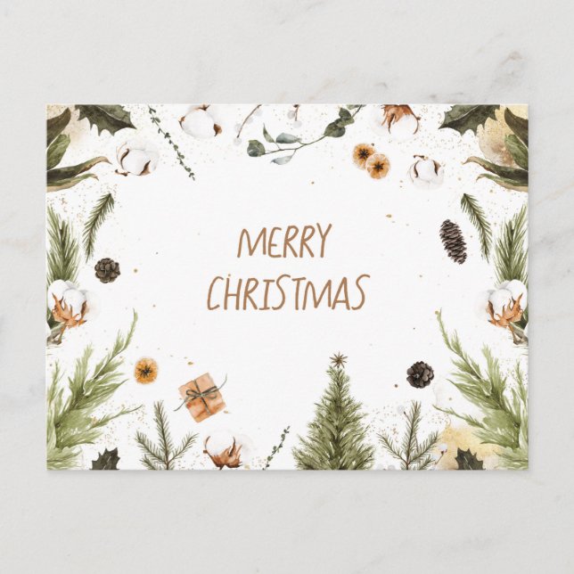 Cartes Pour Fêtes Annuelles Joyeuse aquarelle de Noël (Devant)