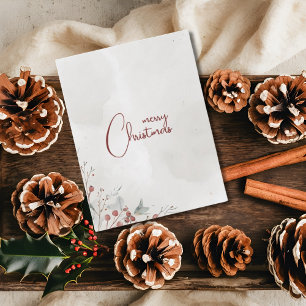 Cartes Pour Fêtes Annuelles Joyeuse aquarelle de Noël Berry d'hiver non photo