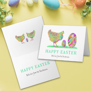 Cartes Pour Fêtes Annuelles Joyeuse aquarelle de poulet aux oeufs de Pâques