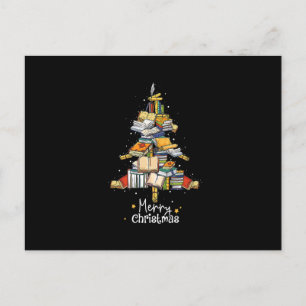 Cartes Pour Fêtes Annuelles Joyeuse bibliothèque de Noël Arbre mignonne livre