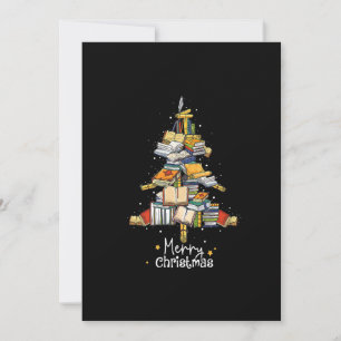 Cartes Pour Fêtes Annuelles Joyeuse bibliothèque de Noël Arbre mignonne livre 