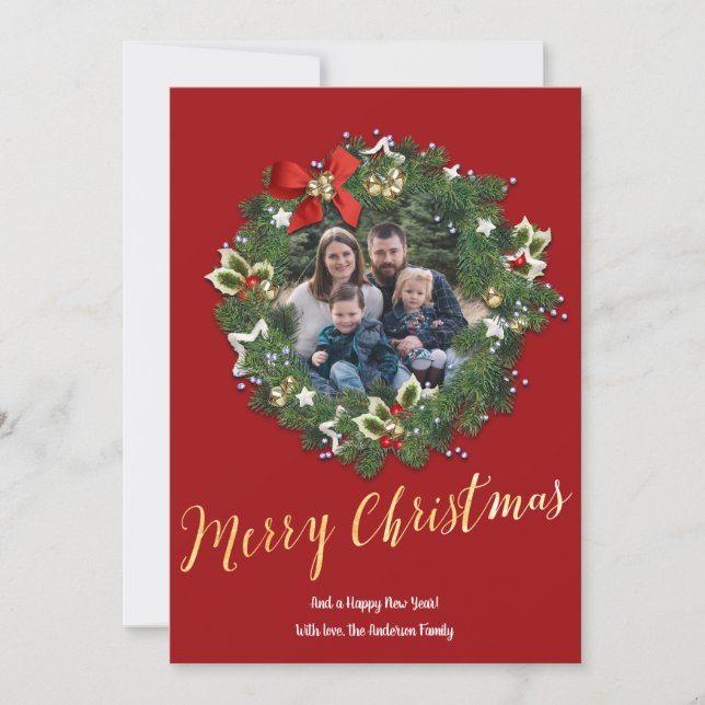 Cartes Pour Fêtes Annuelles Joyeuse couronne de Noël (Devant)