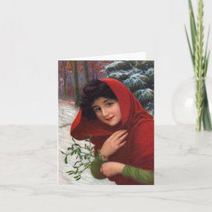 Cartes Pour Fêtes Annuelles Joyeuse Demoiselle de Gui