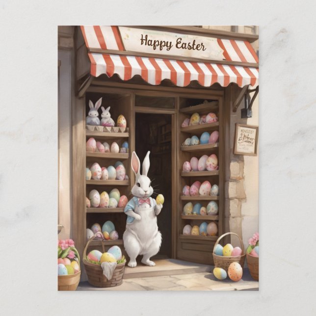 Cartes Pour Fêtes Annuelles Joyeuse Easter Bunny Egg Market aquarelle (Devant)