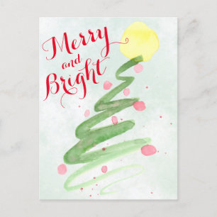 Cartes Pour Fêtes Annuelles Joyeuse et brillante aquarelle photo de l'arbre de