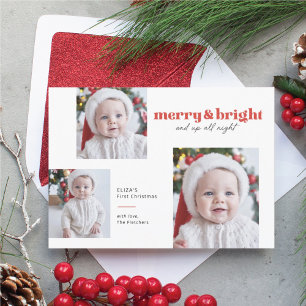 Cartes Pour Fêtes Annuelles Joyeuse et brillante Funny Baby First Christmas Ca