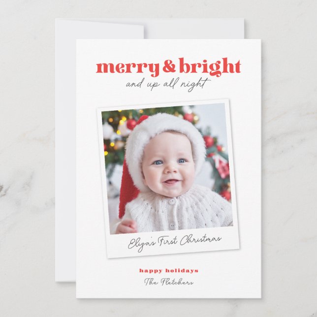 Cartes Pour Fêtes Annuelles Joyeuse et brillante Funny Baby First Christmas Ca (Devant)