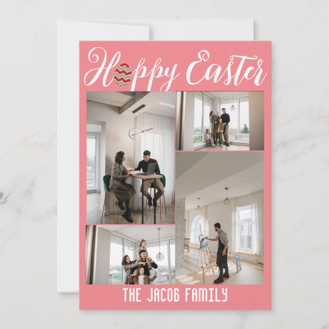 Cartes Pour Fêtes Annuelles Joyeuse famille de Pâques, quatre Pâques collage p (Devant)