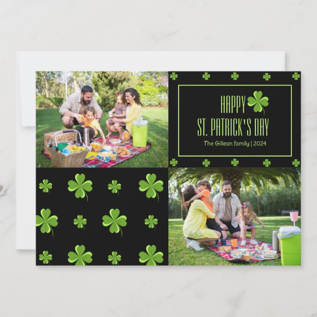 Cartes Pour Fêtes Annuelles Joyeuse famille Shamrock Jour de la Saint Patrick  (Devant)