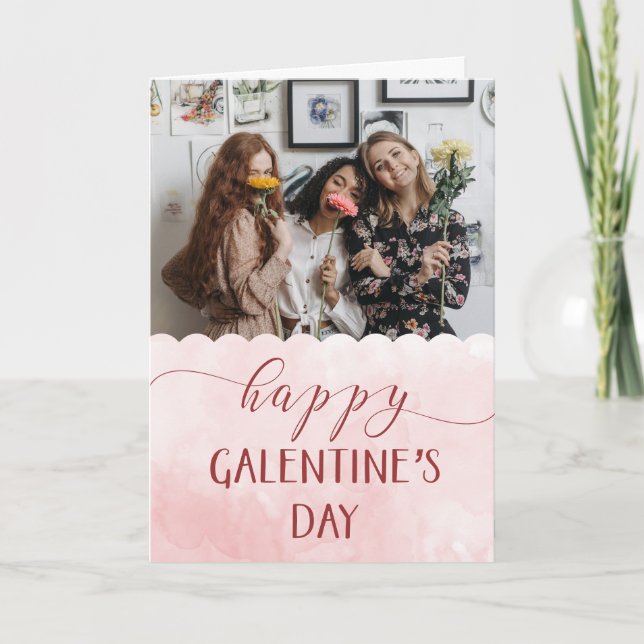 Cartes Pour Fêtes Annuelles Joyeuse fête de Galentine avec photo personnalisée (Devant)