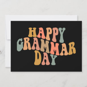 Cartes Pour Fêtes Annuelles Joyeuse Fête de la Grammaire Rétro Ondulée