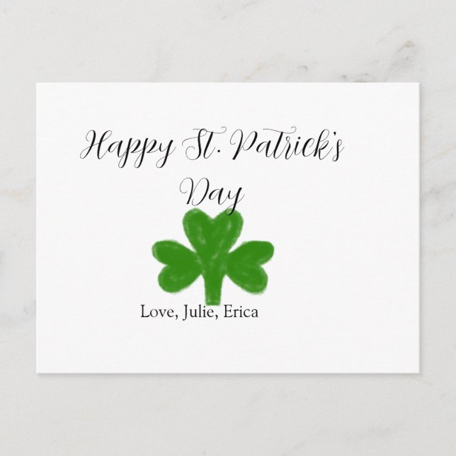 Cartes Pour Fêtes Annuelles Joyeuse fête de la Saint-Patrick trèfle vert nom  (Devant)