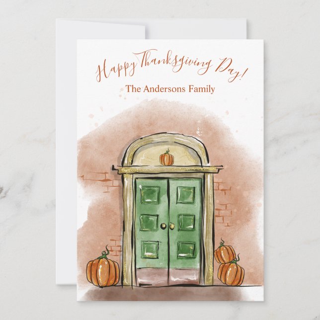 Cartes Pour Fêtes Annuelles Joyeuse fête de Thanksgiving Maison d'automne Port (Devant)