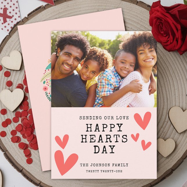Cartes Pour Fêtes Annuelles Joyeuse Fête des Cœurs Photo Plat (Happy Hearts Day Photo Flat Holiday Card)