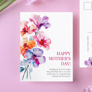 Cartes Pour Fêtes Annuelles Joyeuse Fête des Mères Aquarelle Floral Rose Meill