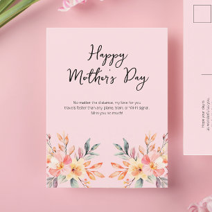 Cartes Pour Fêtes Annuelles Joyeuse fête des mères Aquarelle rose Script flora