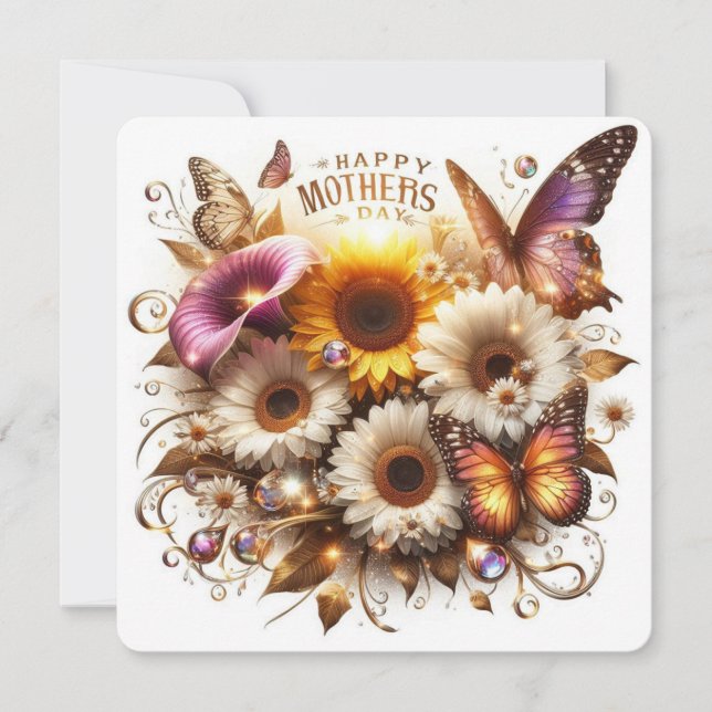 Cartes Pour Fêtes Annuelles Joyeuse Fête des Mères avec des callas, des tourne (Devant)