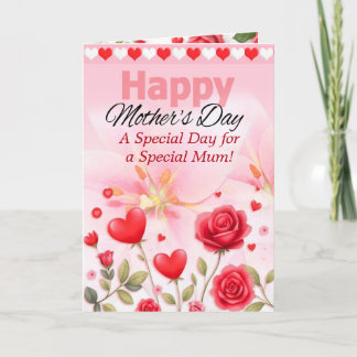 Cartes Pour Fêtes Annuelles Joyeuse Fête des Mères avec des Cœurs & Fleurs