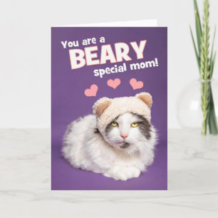 Cartes Pour Fêtes Annuelles Joyeuse fête des Mères Chat mignon avec un chapeau