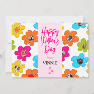 Cartes Pour Fêtes Annuelles Joyeuse Fête des Mères Collage Photo de Chien Fleu