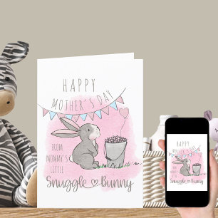 Cartes Pour Fêtes Annuelles Joyeuse Fête des Mères de Petit Lapin Câlin Rose
