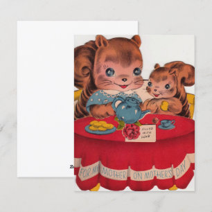 Cartes Pour Fêtes Annuelles Joyeuse fête des mères des écureuils vintages