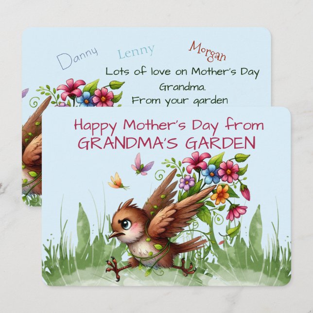 Cartes Pour Fêtes Annuelles Joyeuse fête des mères du JARDIN DE GRANDMA (Devant / Derrière)