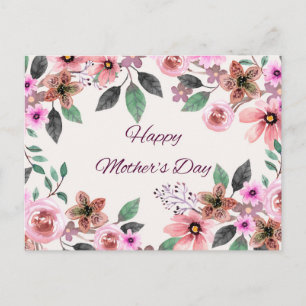 Cartes Pour Fêtes Annuelles Joyeuse fête des mères Fleurs aquarelles