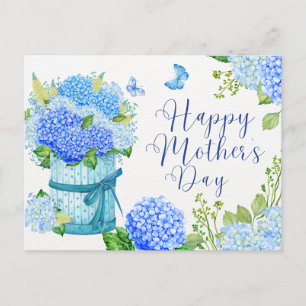 Cartes Pour Fêtes Annuelles Joyeuse fête des mères Fleurs bleues d'Hydrangée