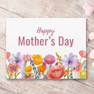 Cartes Pour Fêtes Annuelles Joyeuse Fête des Mères Fleurs roses violettes
