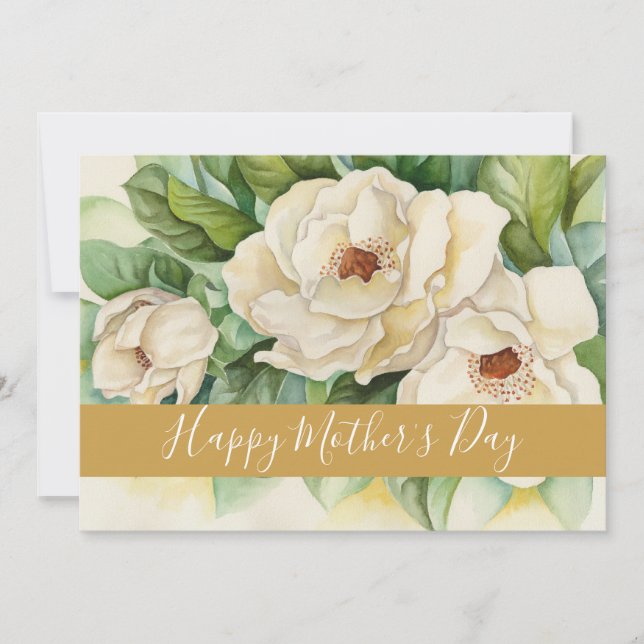 Cartes Pour Fêtes Annuelles Joyeuse Fête des Mères Floral Gold Nom Script (Devant)