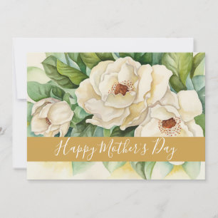 Cartes Pour Fêtes Annuelles Joyeuse Fête des Mères Floral Gold Nom Script