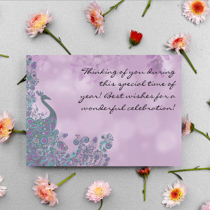 Cartes Pour Fêtes Annuelles Joyeuse Fête des Mères, Lavande Design Paon,
