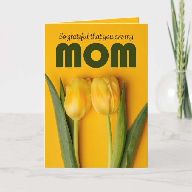 Cartes Pour Fêtes Annuelles Joyeuse Fête des mères Maman Deux Tulipes Jaunes (Devant)