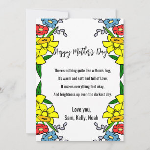 Cartes Pour Fêtes Annuelles Joyeuse fête des mères message sincère encadré flo