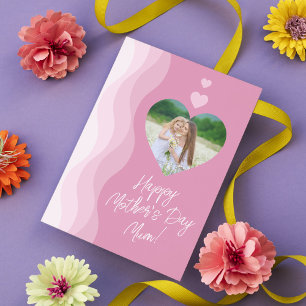 Cartes Pour Fêtes Annuelles Joyeuse fête des mères MUM Modern rose Heart Photo